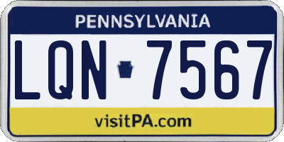 PA license plate LQN7567