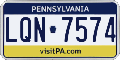 PA license plate LQN7574