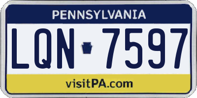 PA license plate LQN7597