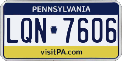 PA license plate LQN7606