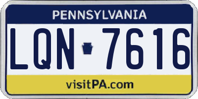 PA license plate LQN7616