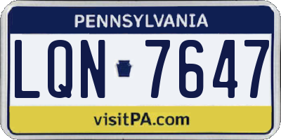 PA license plate LQN7647