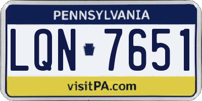 PA license plate LQN7651