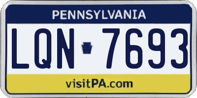 PA license plate LQN7693