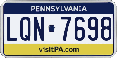 PA license plate LQN7698