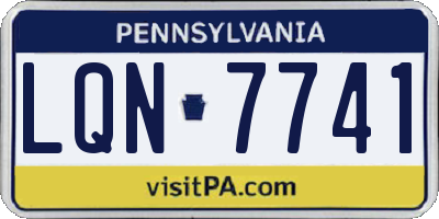 PA license plate LQN7741