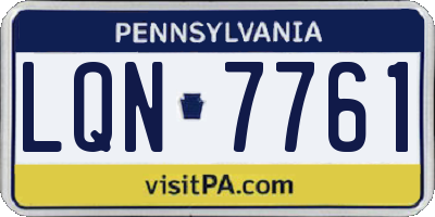 PA license plate LQN7761
