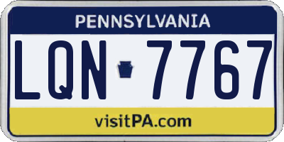 PA license plate LQN7767