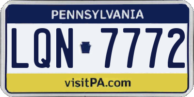 PA license plate LQN7772
