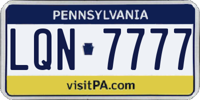 PA license plate LQN7777