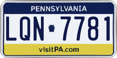 PA license plate LQN7781