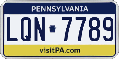 PA license plate LQN7789