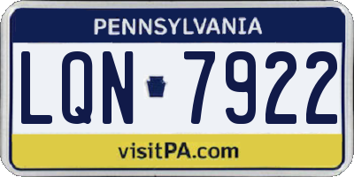 PA license plate LQN7922