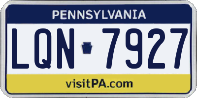 PA license plate LQN7927