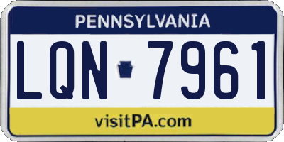 PA license plate LQN7961