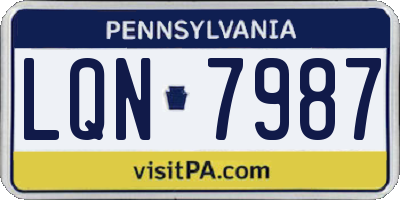PA license plate LQN7987