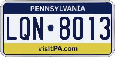 PA license plate LQN8013