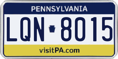 PA license plate LQN8015