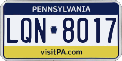 PA license plate LQN8017