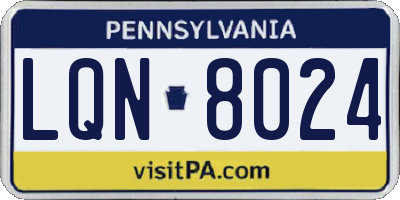 PA license plate LQN8024