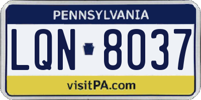 PA license plate LQN8037