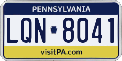 PA license plate LQN8041