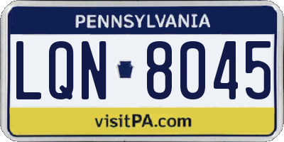 PA license plate LQN8045