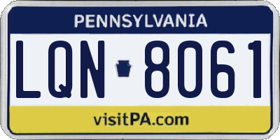 PA license plate LQN8061