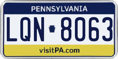 PA license plate LQN8063