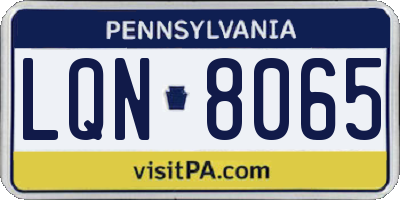 PA license plate LQN8065
