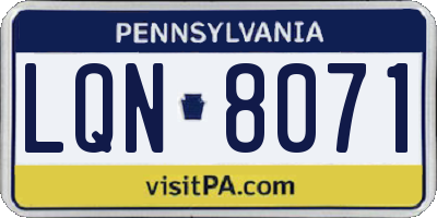 PA license plate LQN8071