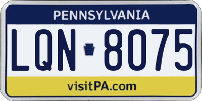 PA license plate LQN8075