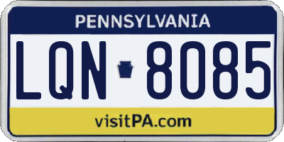 PA license plate LQN8085
