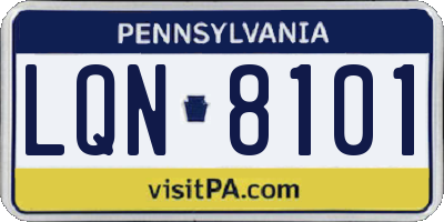 PA license plate LQN8101