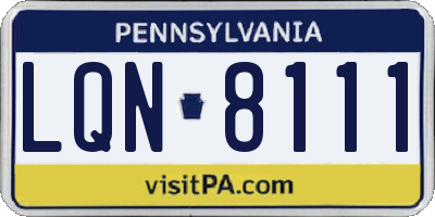 PA license plate LQN8111