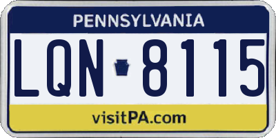PA license plate LQN8115
