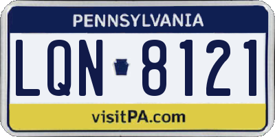 PA license plate LQN8121