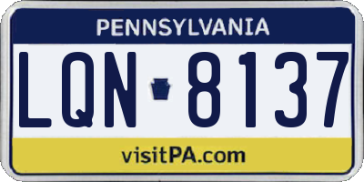 PA license plate LQN8137