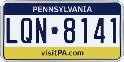 PA license plate LQN8141