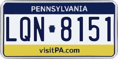 PA license plate LQN8151