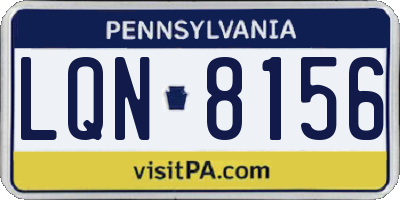 PA license plate LQN8156