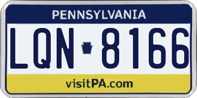 PA license plate LQN8166
