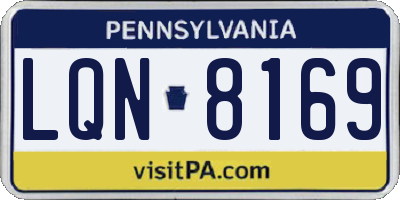 PA license plate LQN8169