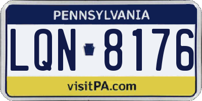 PA license plate LQN8176