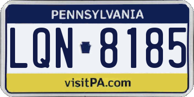 PA license plate LQN8185