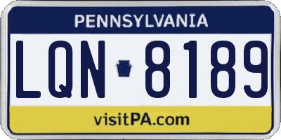 PA license plate LQN8189