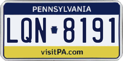 PA license plate LQN8191