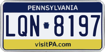 PA license plate LQN8197