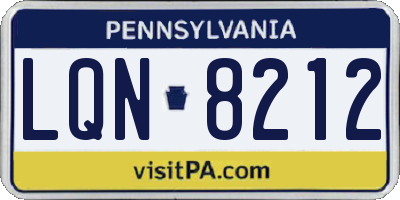 PA license plate LQN8212