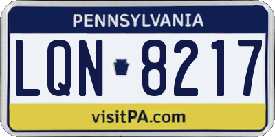 PA license plate LQN8217